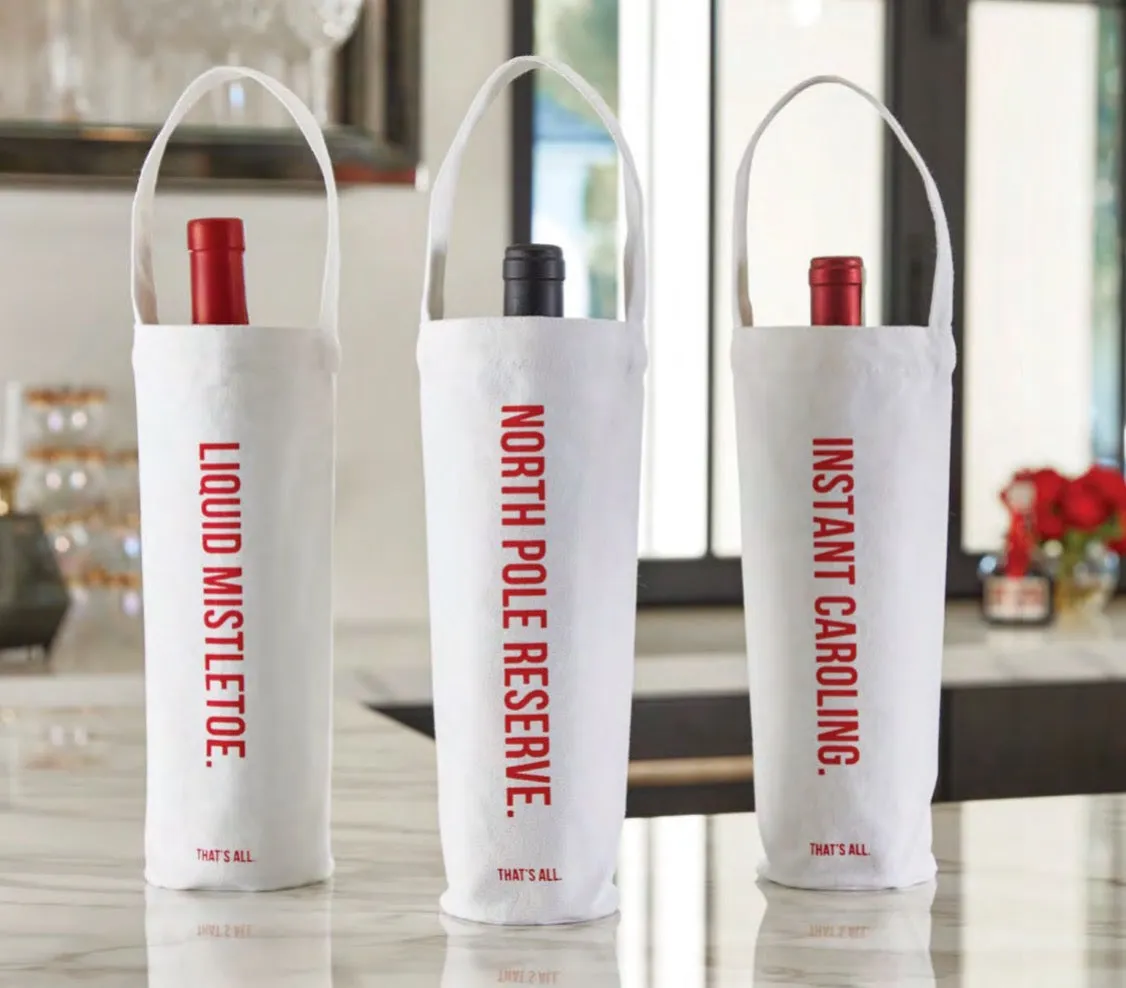 Liquid Mistletoe Canvas Wine Bottle Bag 1ct