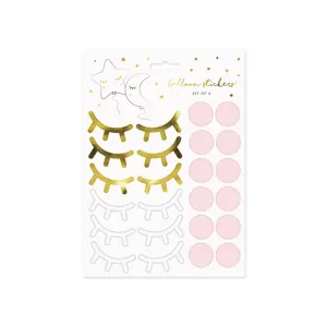 Little Star Eyelashes & Cheeks Balloon Stickers. 2 Sheets. 48pc