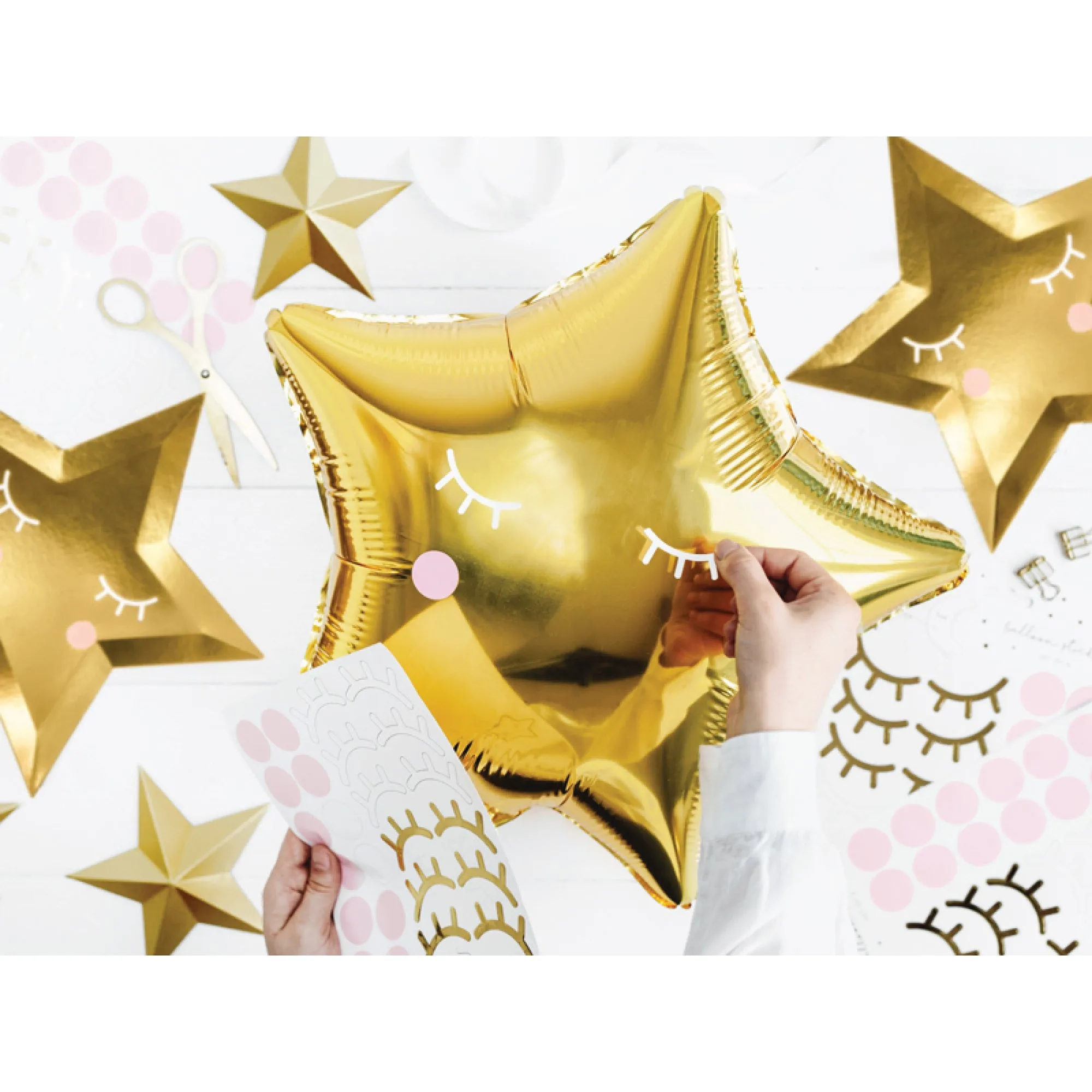 Little Star Eyelashes & Cheeks Balloon Stickers. 2 Sheets. 48pc