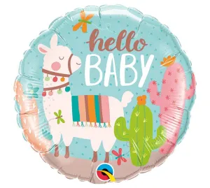 Llama Hello Baby Shower Balloon 18