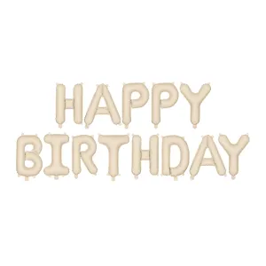 Matte Beige Happy Birthday Balloons