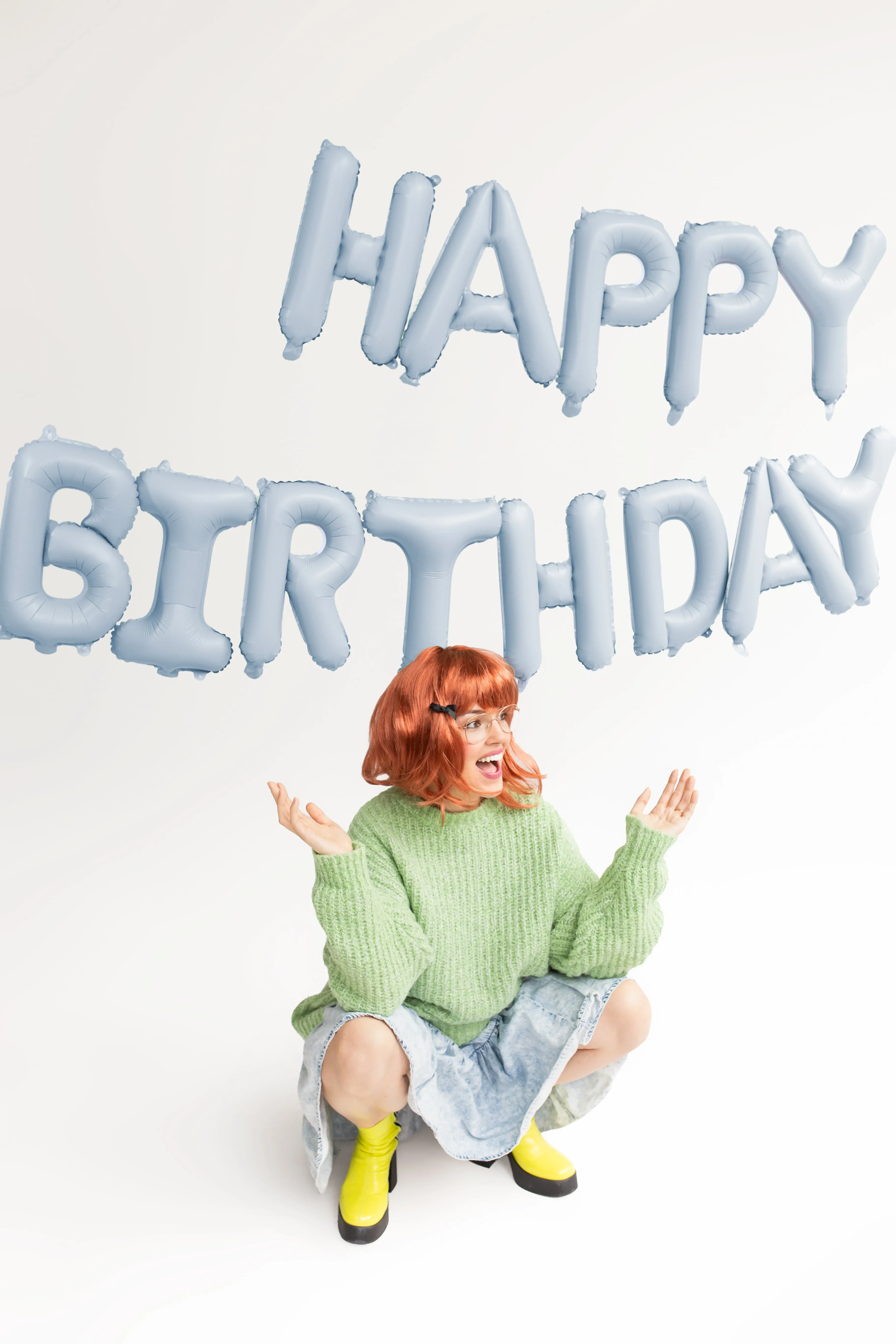 Matte Blue Happy Birthday Balloons