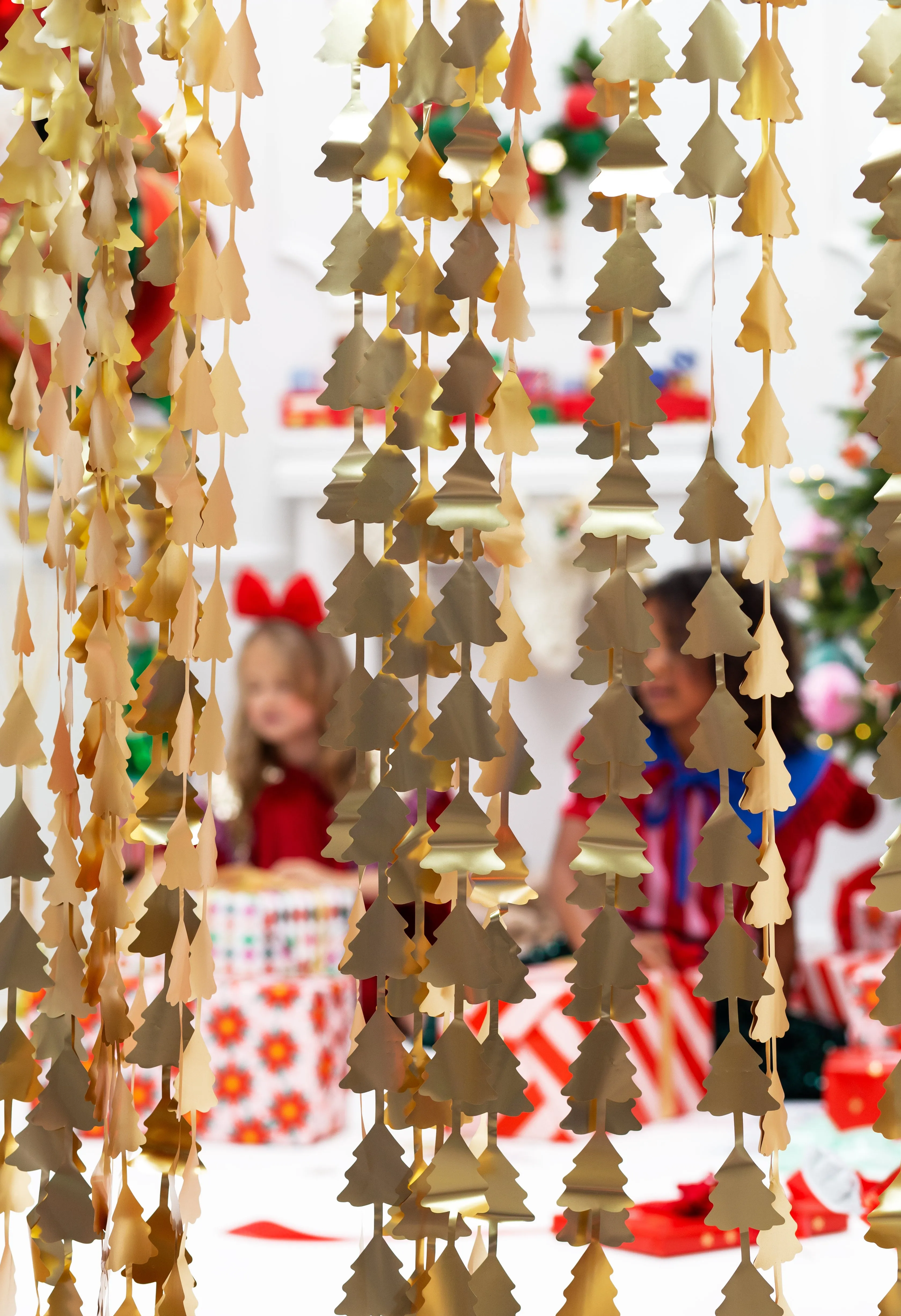 Matte Gold Christmas Tree Doorway Curtain 8ft
