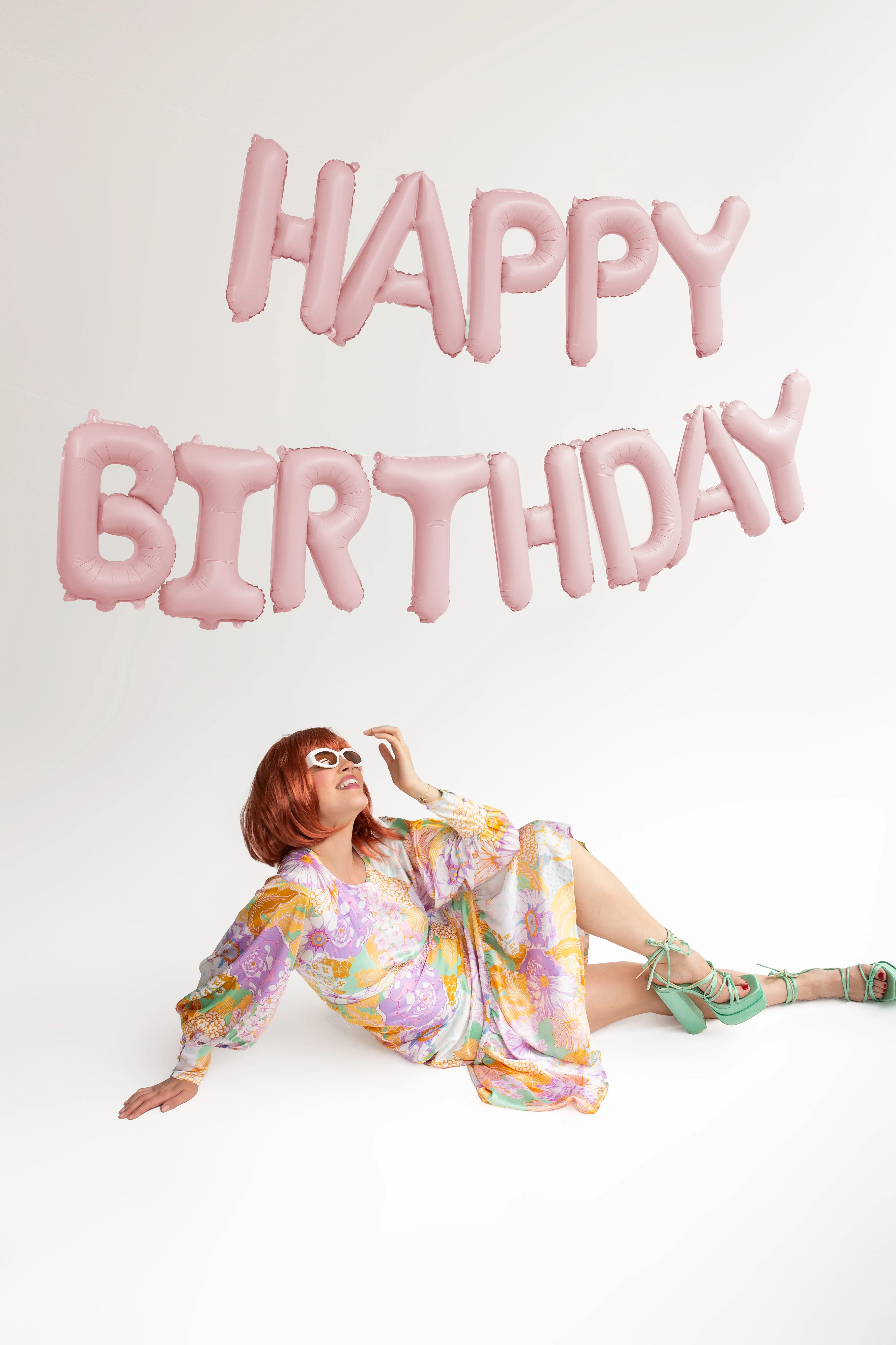 Matte Pink Happy Birthday Balloons