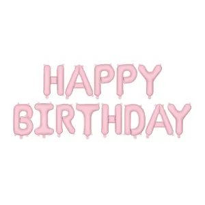 Matte Pink Happy Birthday Balloons