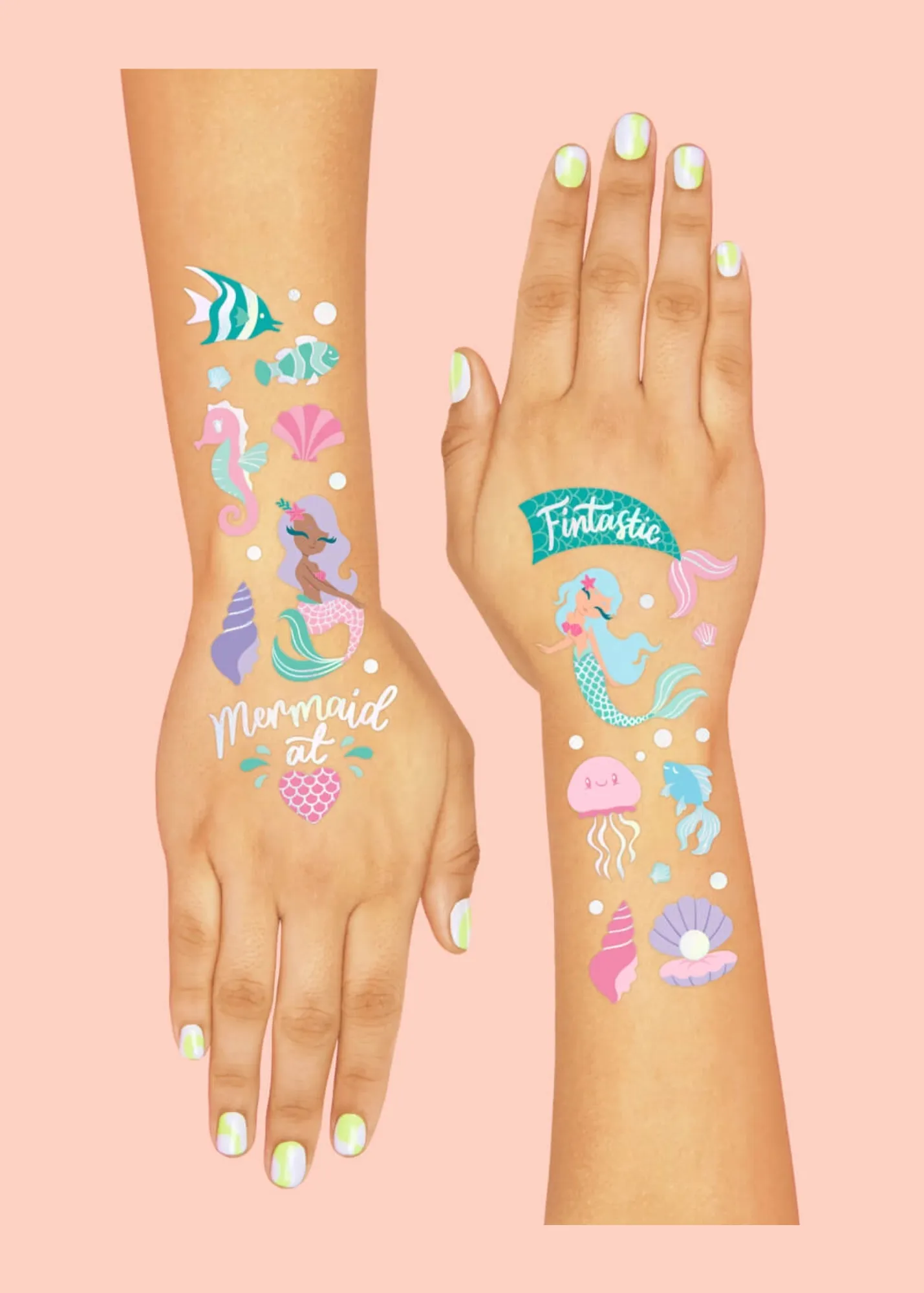 Mermaid Party Temporary Tattoo Sheets 2ct