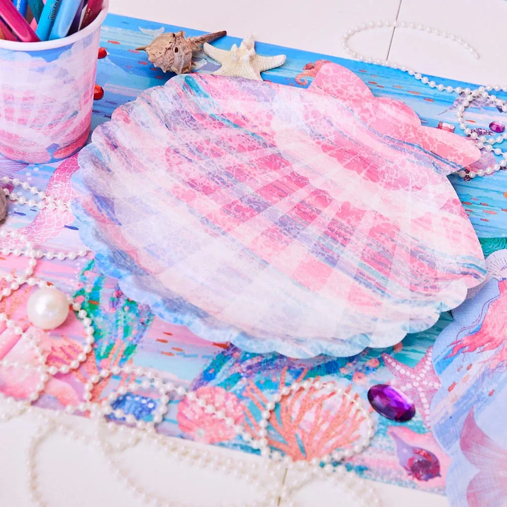 Mermaid Seashell Lunch Plates 8ct