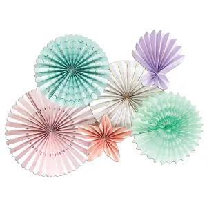 Mermaid Under the Sea Paper Fan Decorations 6ct