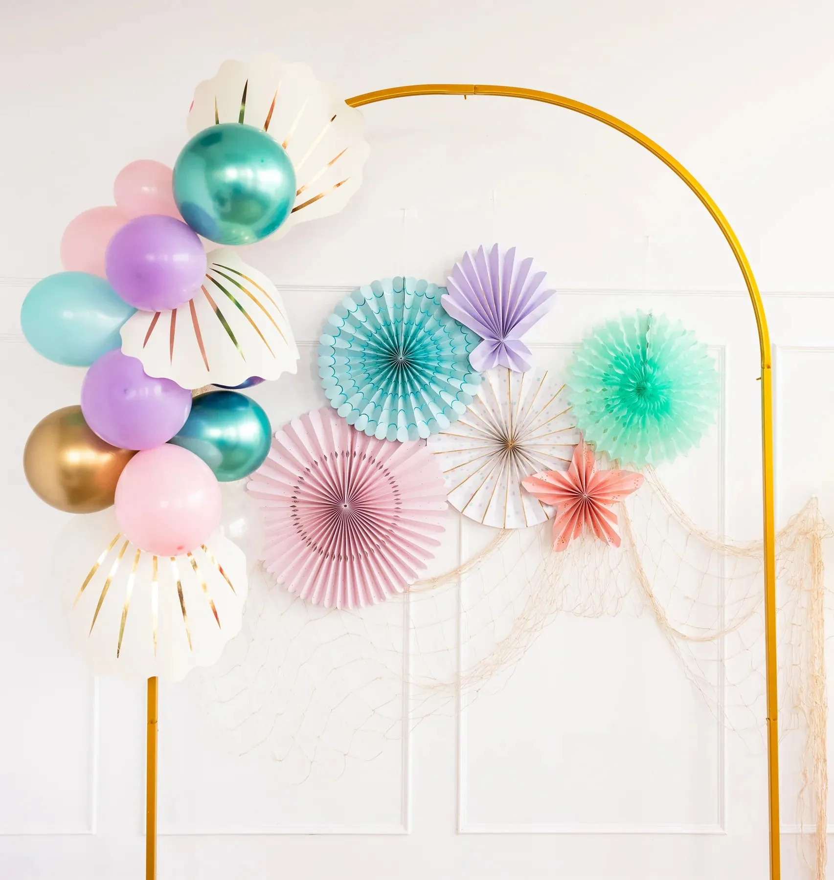 Mermaid Under the Sea Paper Fan Decorations 6ct