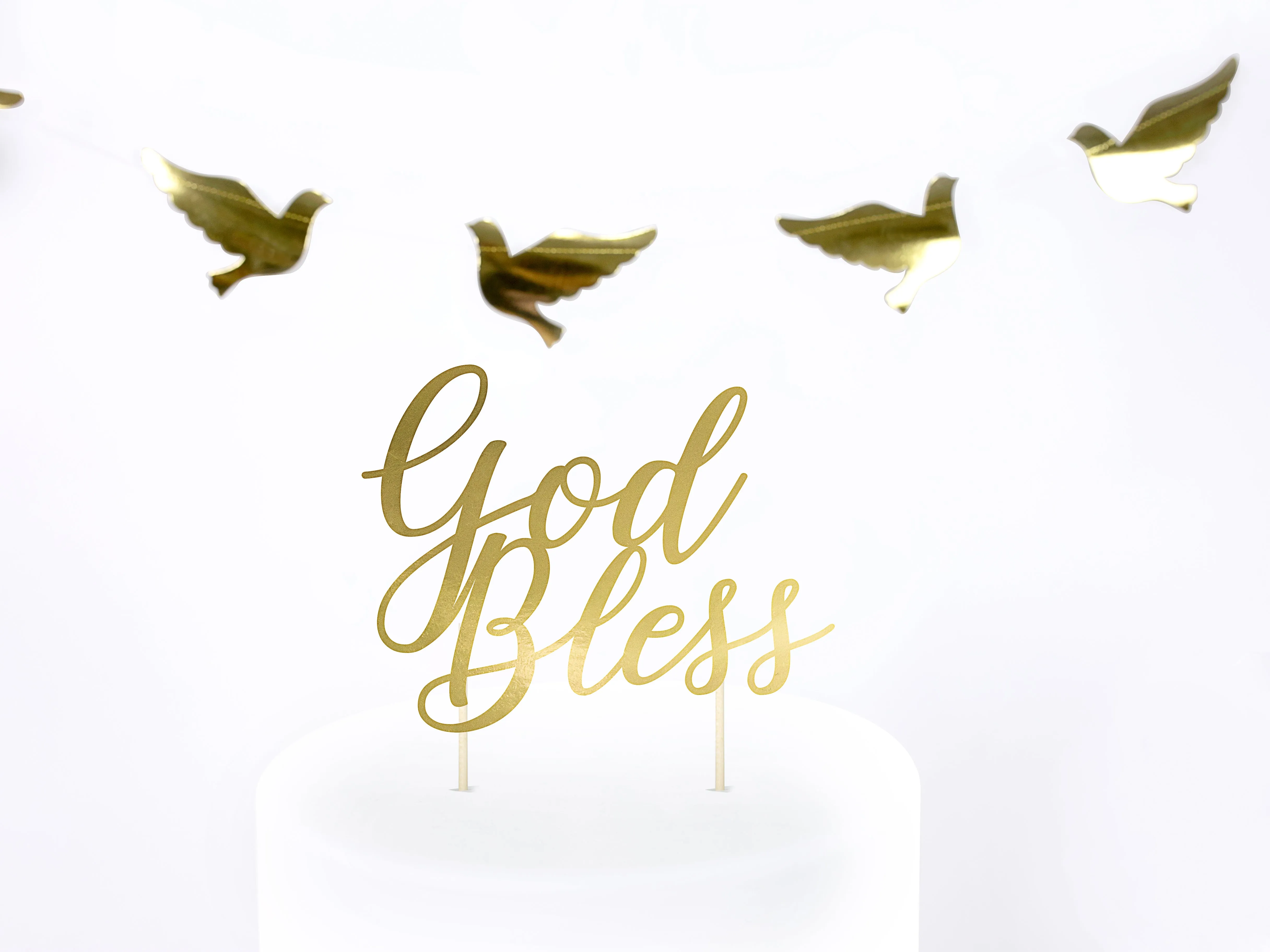 Metallic Gold God Bless Cake Topper
