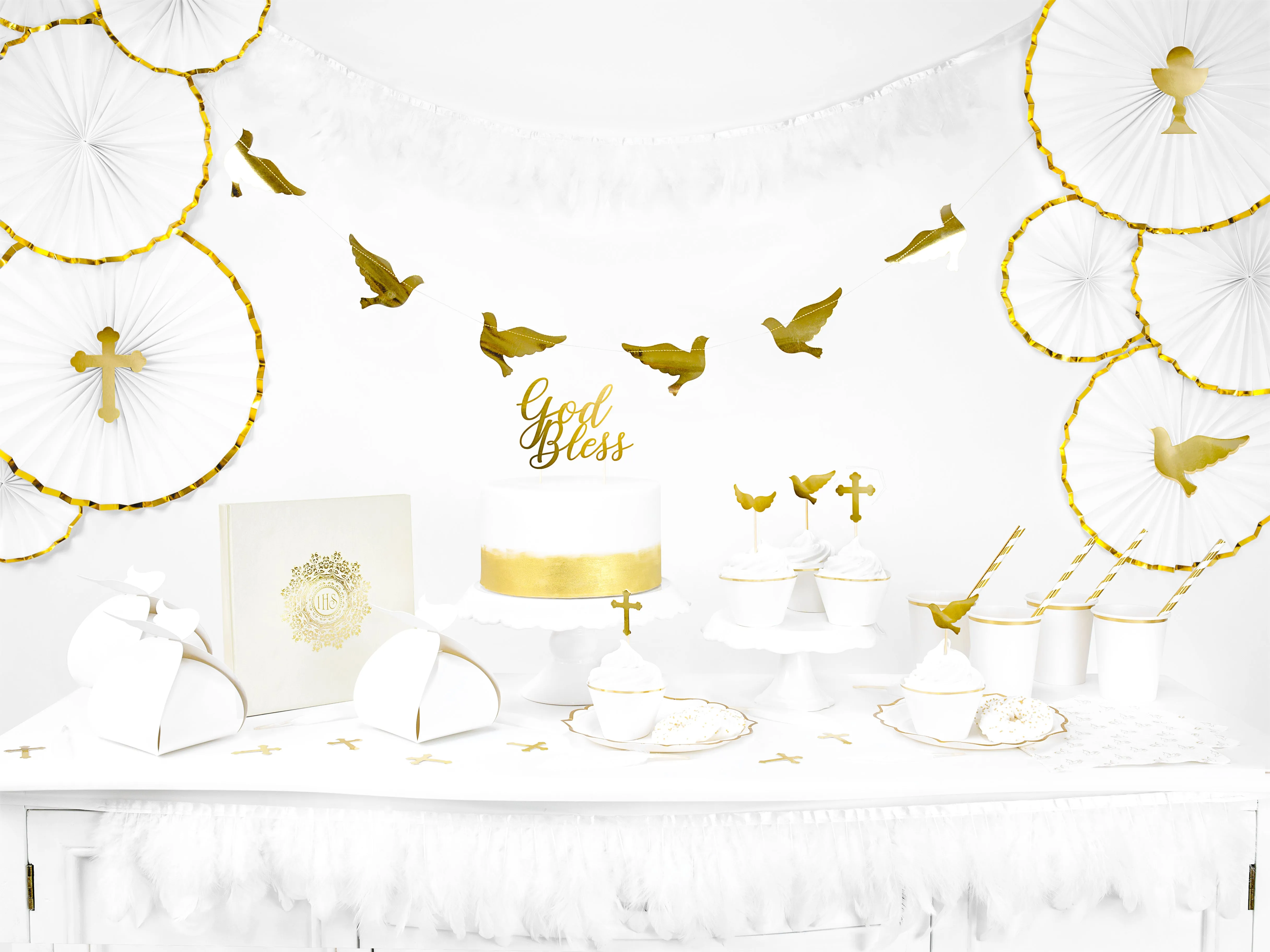 Metallic Gold God Bless Cake Topper