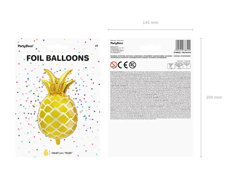 Metallic Gold Pineapple Foil Balloon 25in