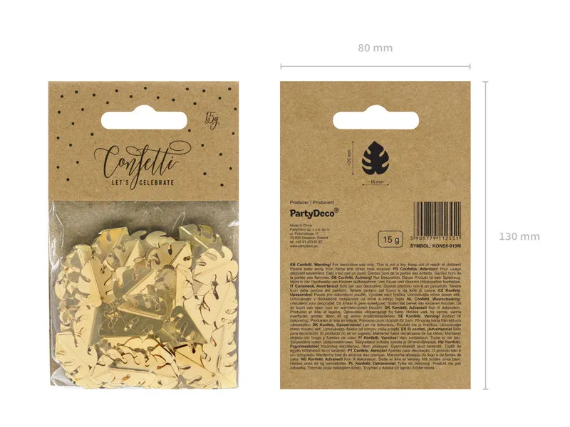 Metallic Gold Tropical Leaf Confetti