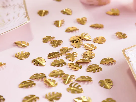 Metallic Gold Tropical Leaf Confetti