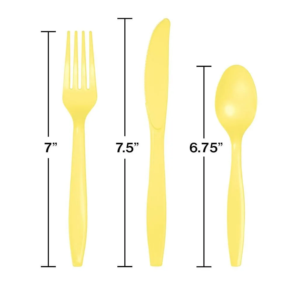 Mimosa Yellow Plastic Cutlery Service for 8