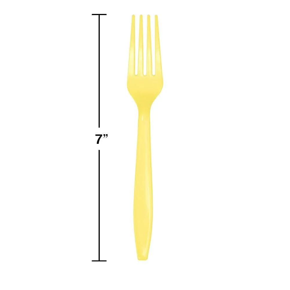 Mimosa Yellow Plastic Forks 24ct
