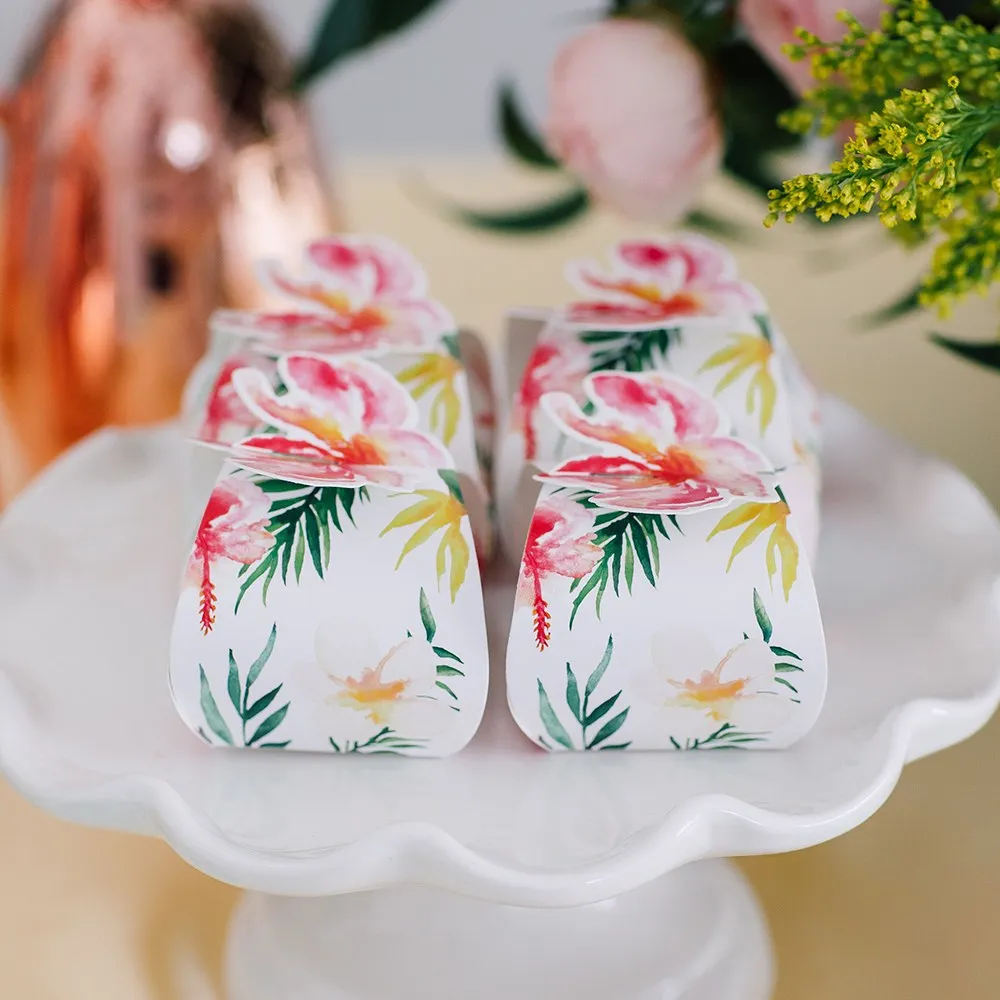 Mini Tropical Floral Favor Boxes 10ct