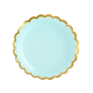 Mint Green & Gold Scalloped Dessert Plates 6ct