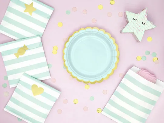 Mint Green & Gold Scalloped Dessert Plates 6ct