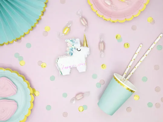 Mint Green & Gold Scalloped Paper Cups 6ct