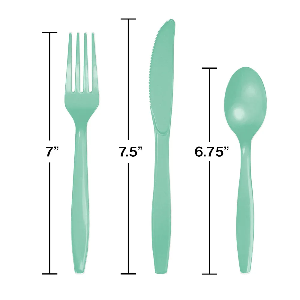 Mint Green Plastic Cutlery Set Set for 8