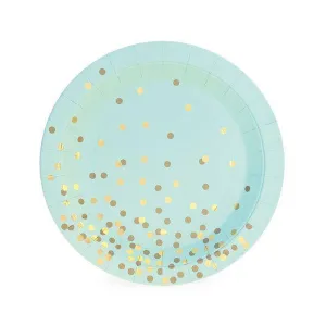 Mint Green with Gold Confetti Dessert Plates 12ct