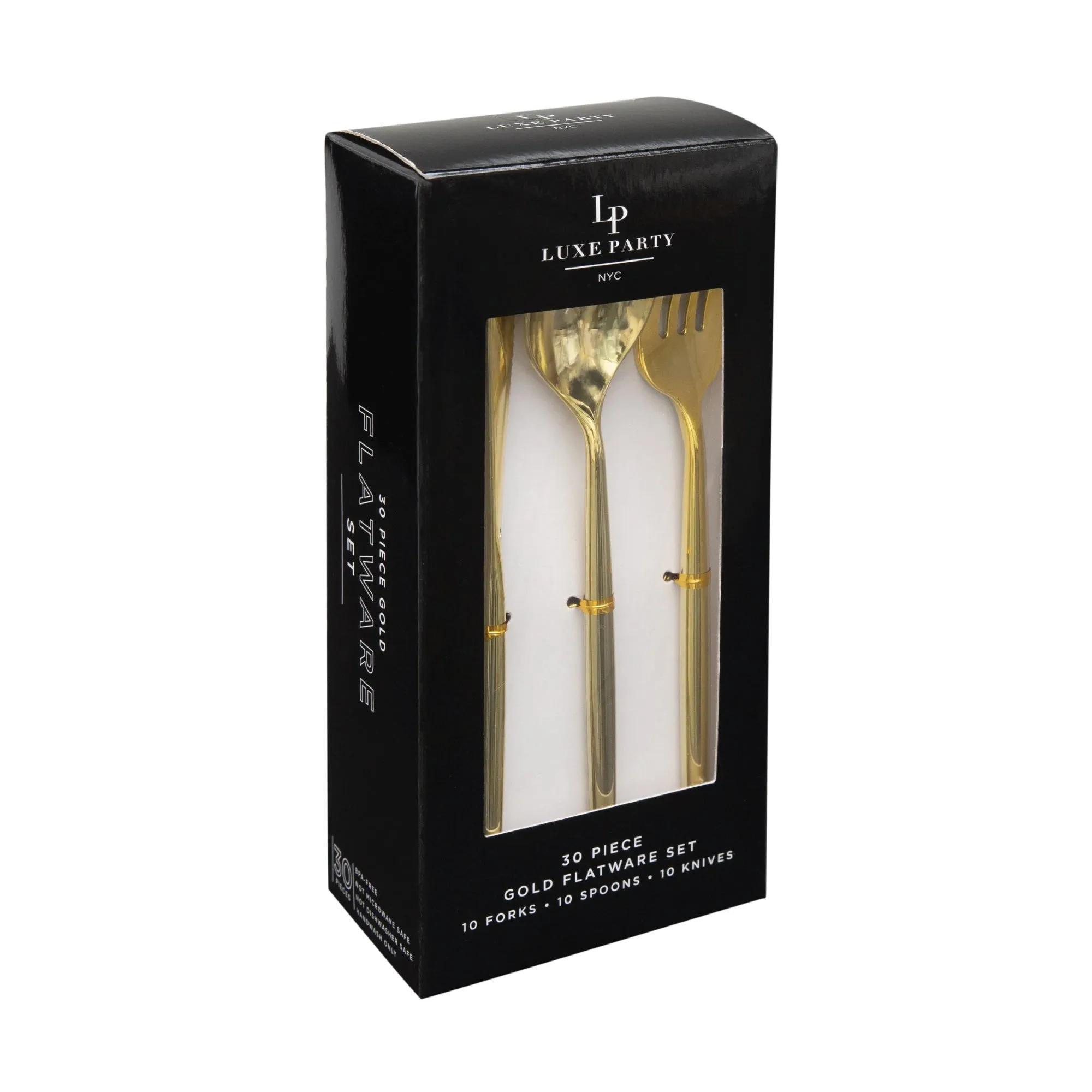 Modern Gold Plastic Cutlery Set for 10