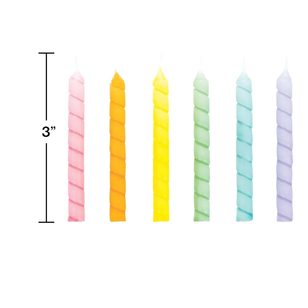 Multicolor Pastel Spiral Birthday Candles 12ct