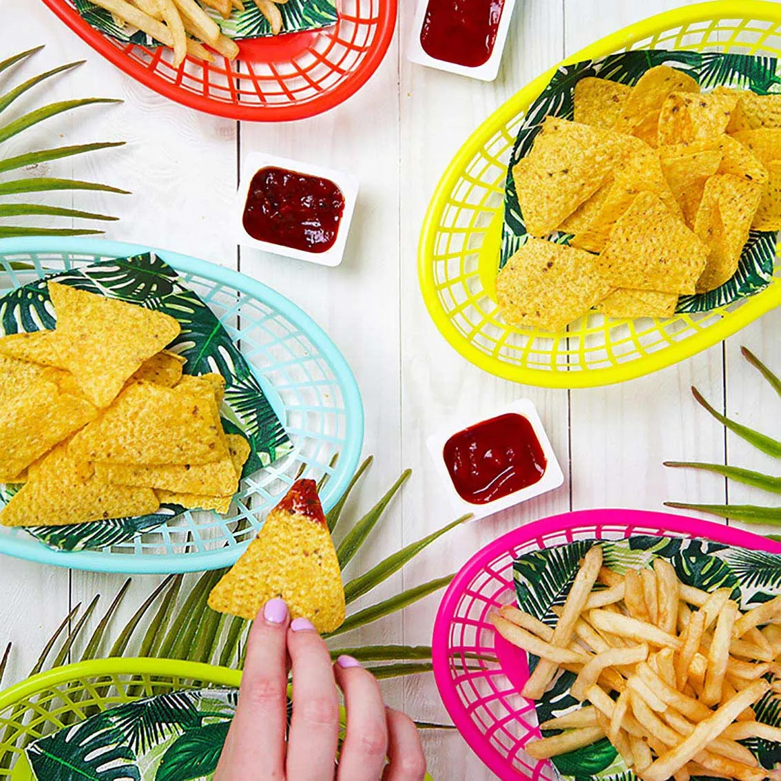 Multicolored Food Baskets 6ct
