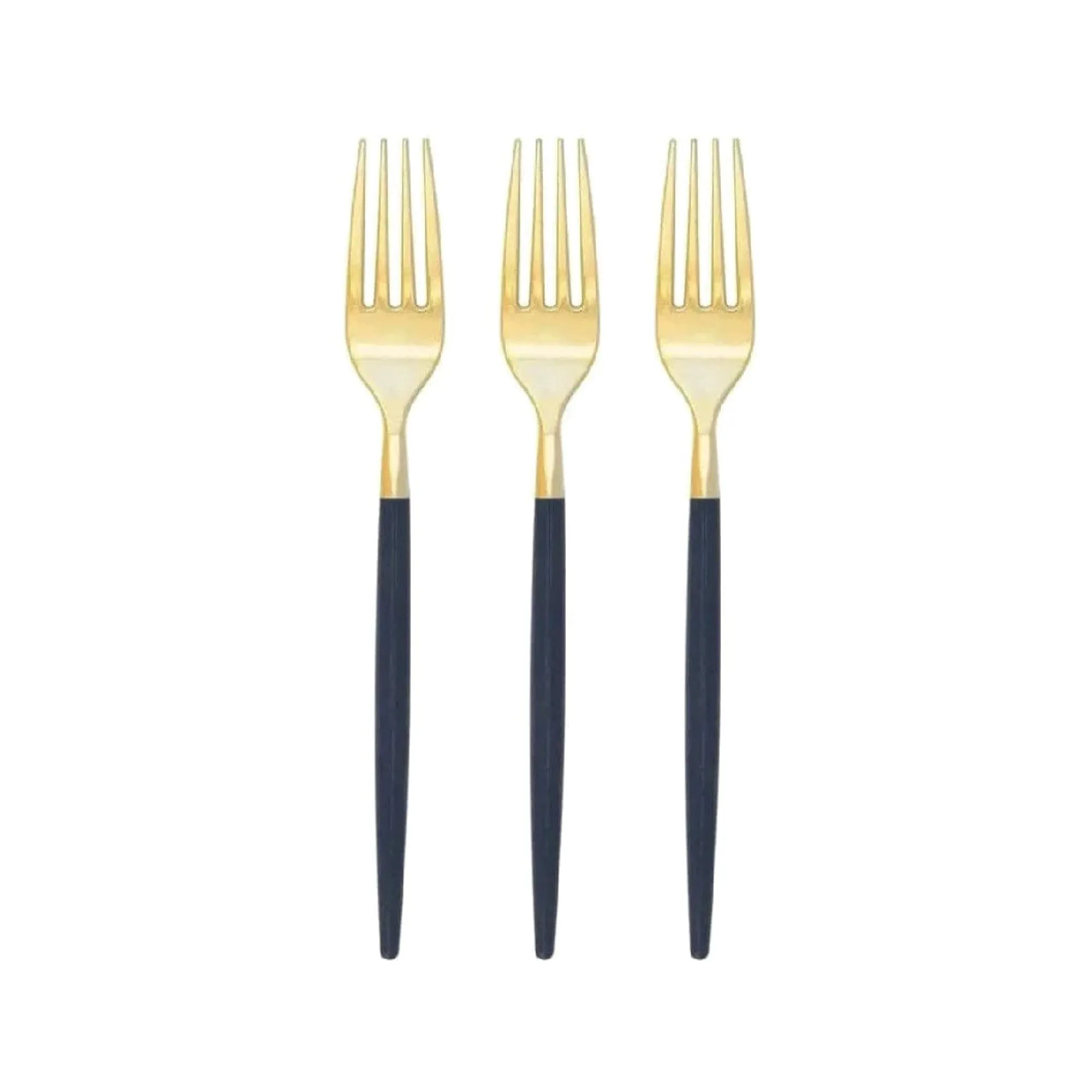 Navy & Gold Plastic Forks 32ct