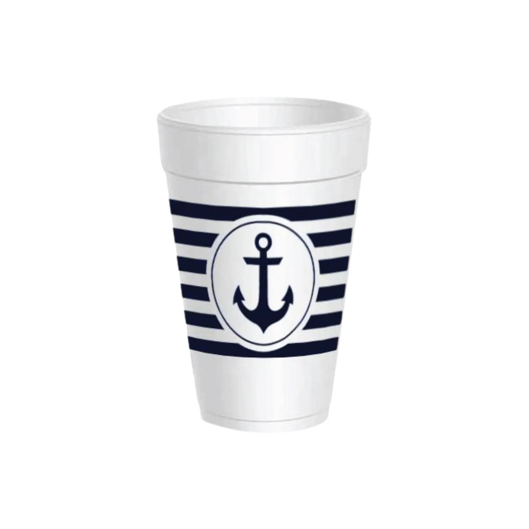 Navy Anchor Styrofoam Cups with Lids 10ct