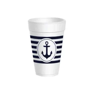 Navy Anchor Styrofoam Cups with Lids 10ct