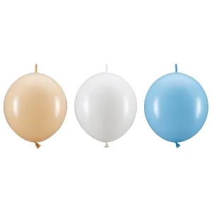 Nude. White & Blue Latex Linking Balloons 20ct
