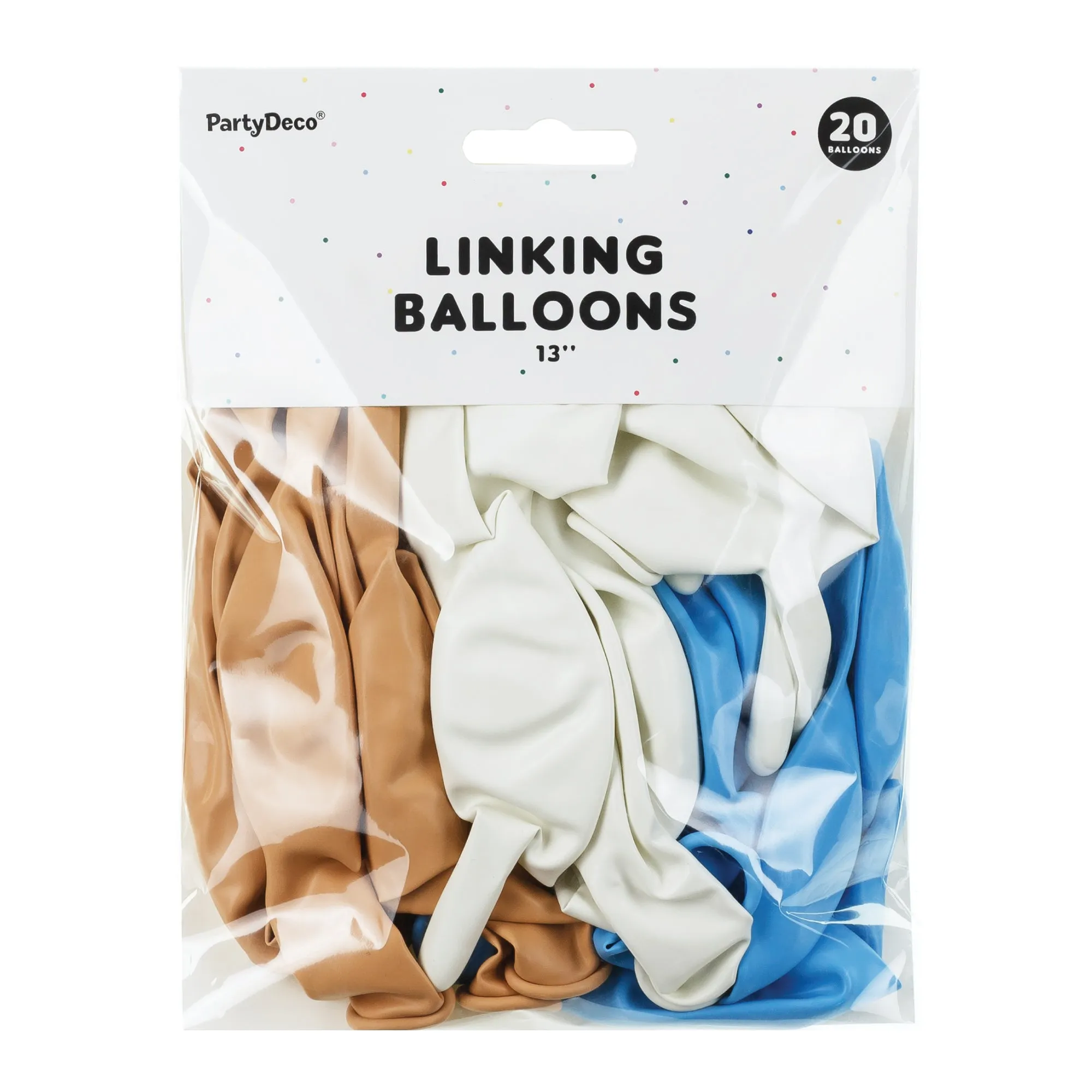 Nude. White & Blue Latex Linking Balloons 20ct