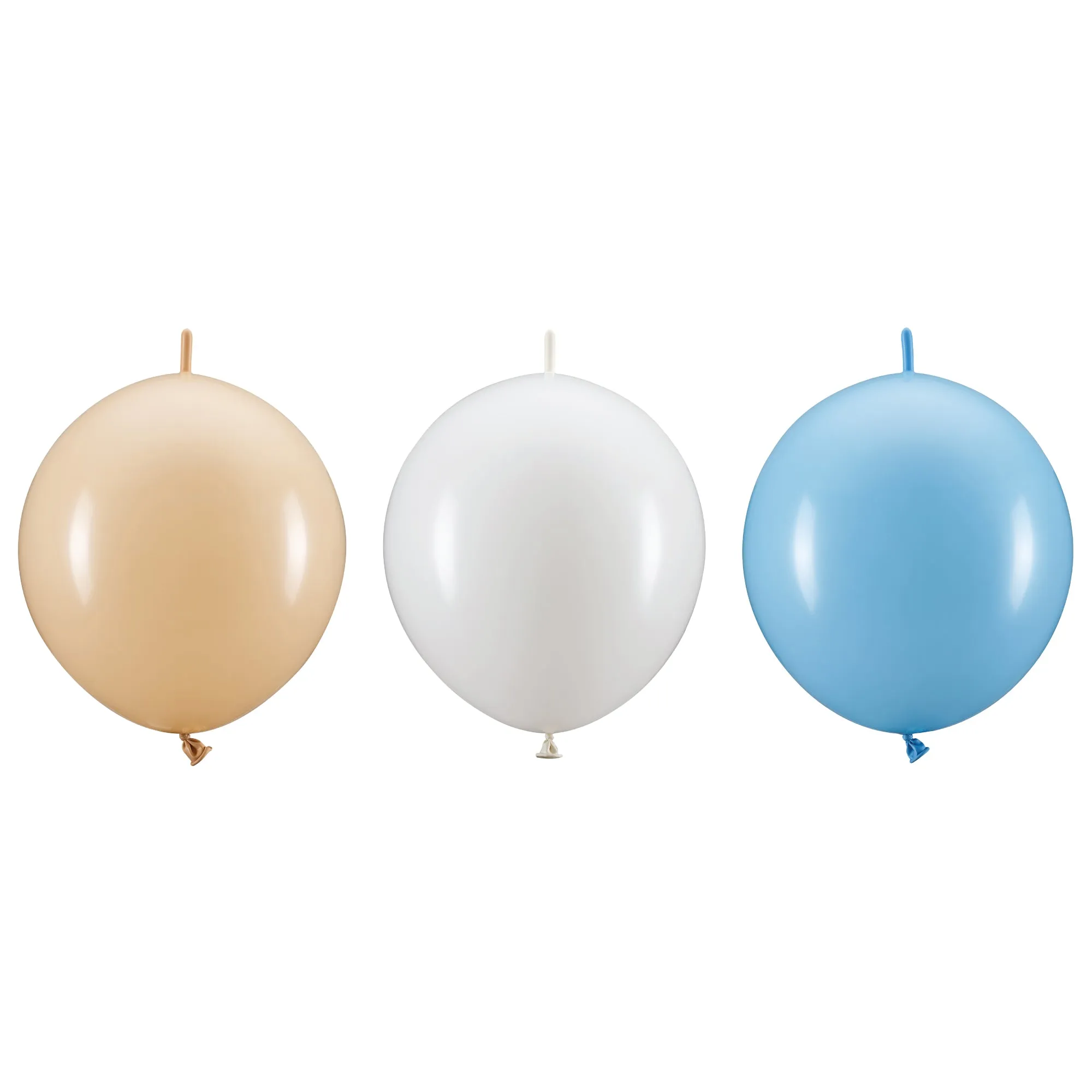 Nude. White & Blue Latex Linking Balloons 20ct
