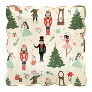 Nutcracker Pattern Square Dinner Plates 8ct