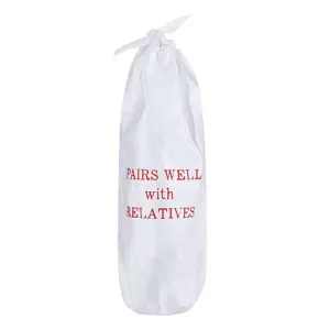 Pairs Well with Relatives Tyvek Wine Bottle Bag 1ct