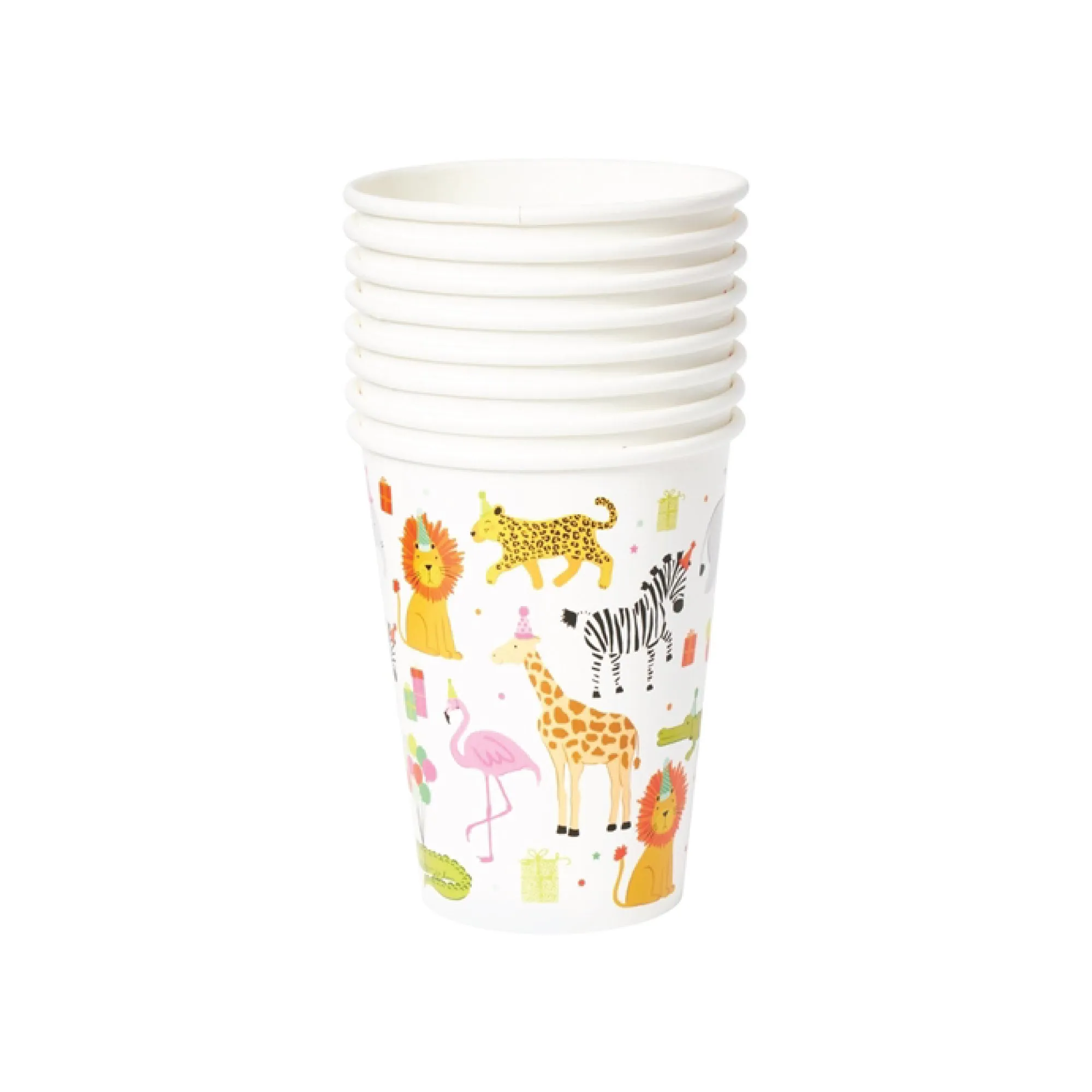 Party Animals Birthday Paper Cups & Straws 8ct