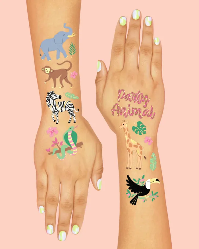 Party Animals Temporary Tattoo Sheets 2ct