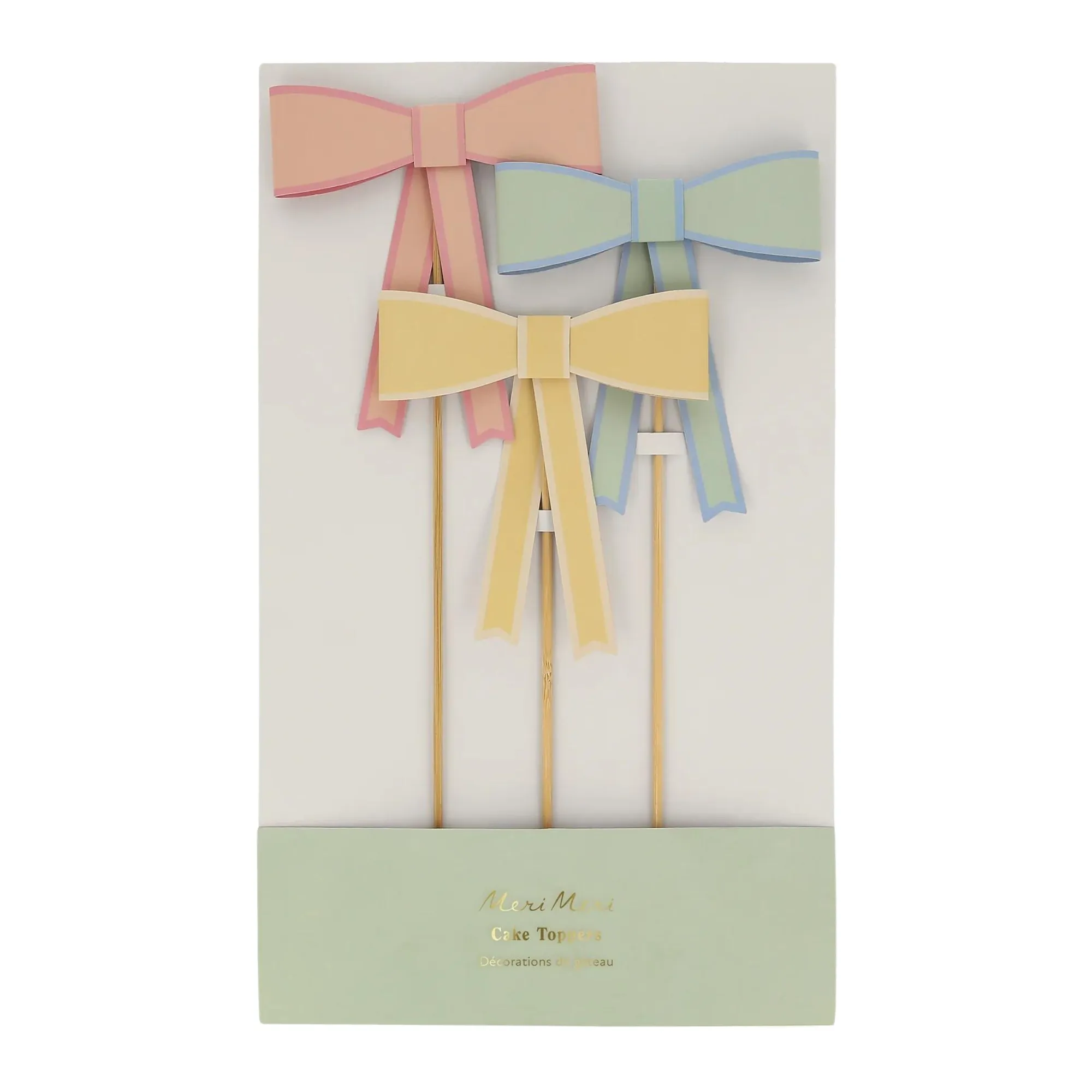 Pastel Bow Cake Toppers 3ct