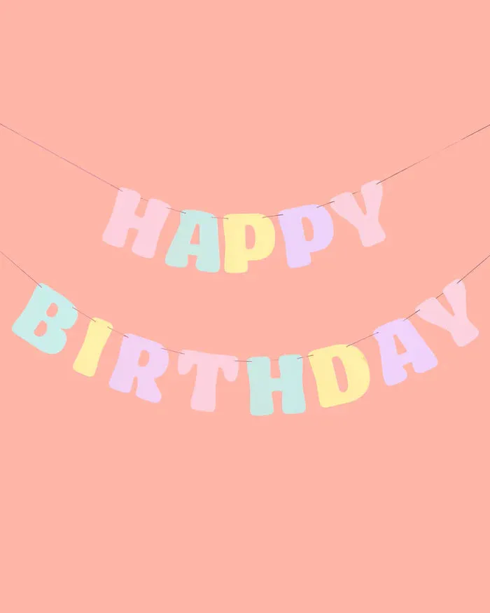 Pastel Happy Birthday Letter Banner 5ft