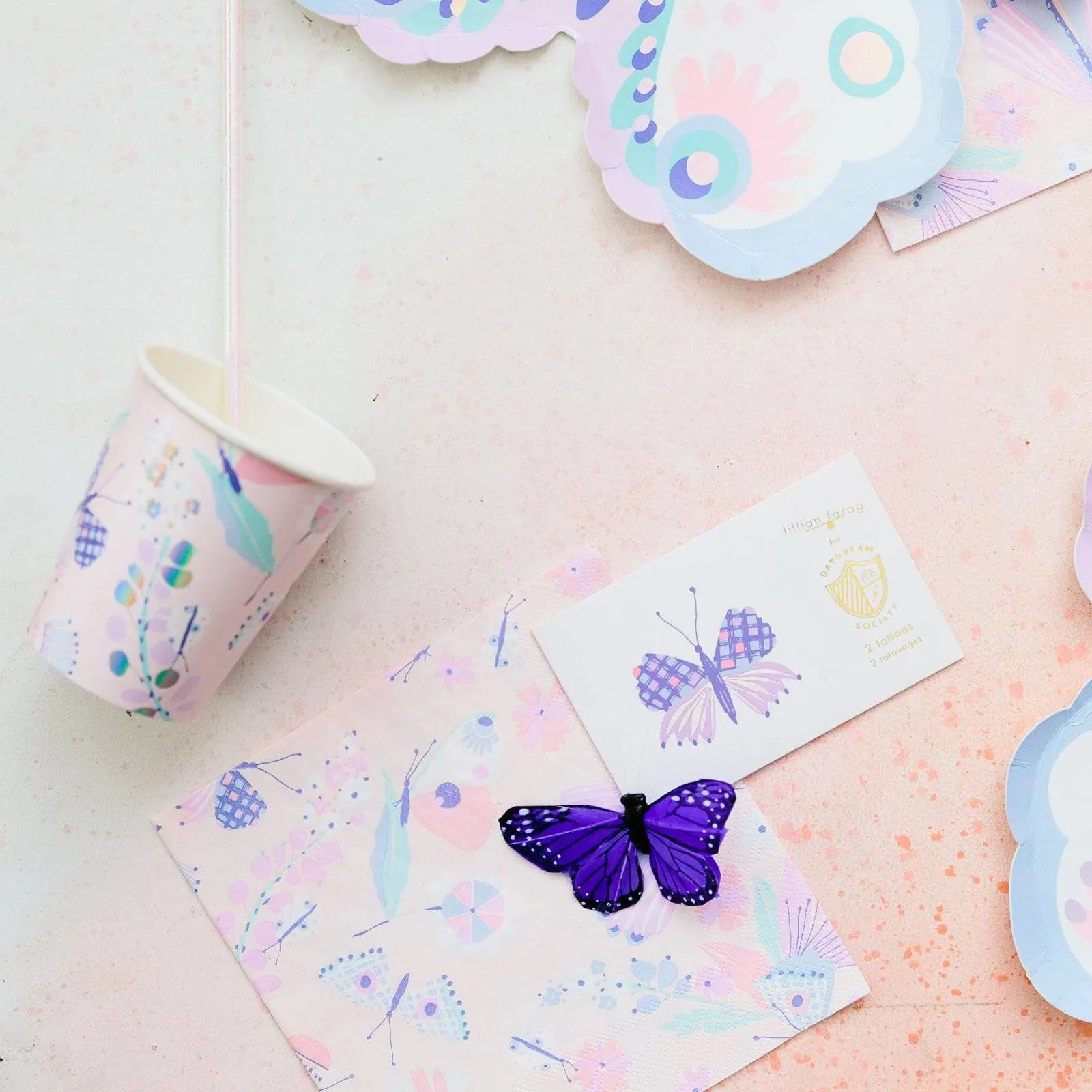 Pastel Purple & Pink Butterfly Party Cups 8ct