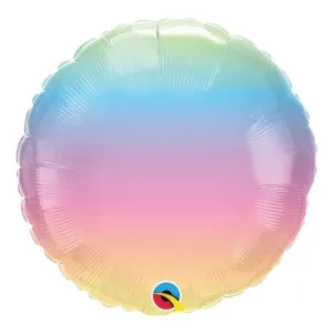 Pastel Rainbow Ombre Round Foil Balloon 18