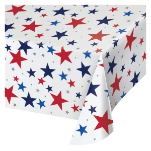 Patriotic Red. White & Blue Stars Paper Table Cover