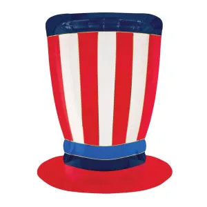 Patriotic Uncle Sam Hat Shaped Lunch Plates 8ct