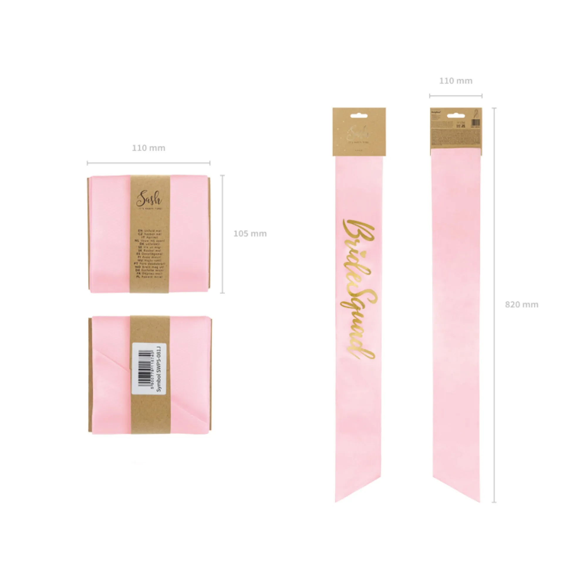 Pink & Gold Bride Squad Sash