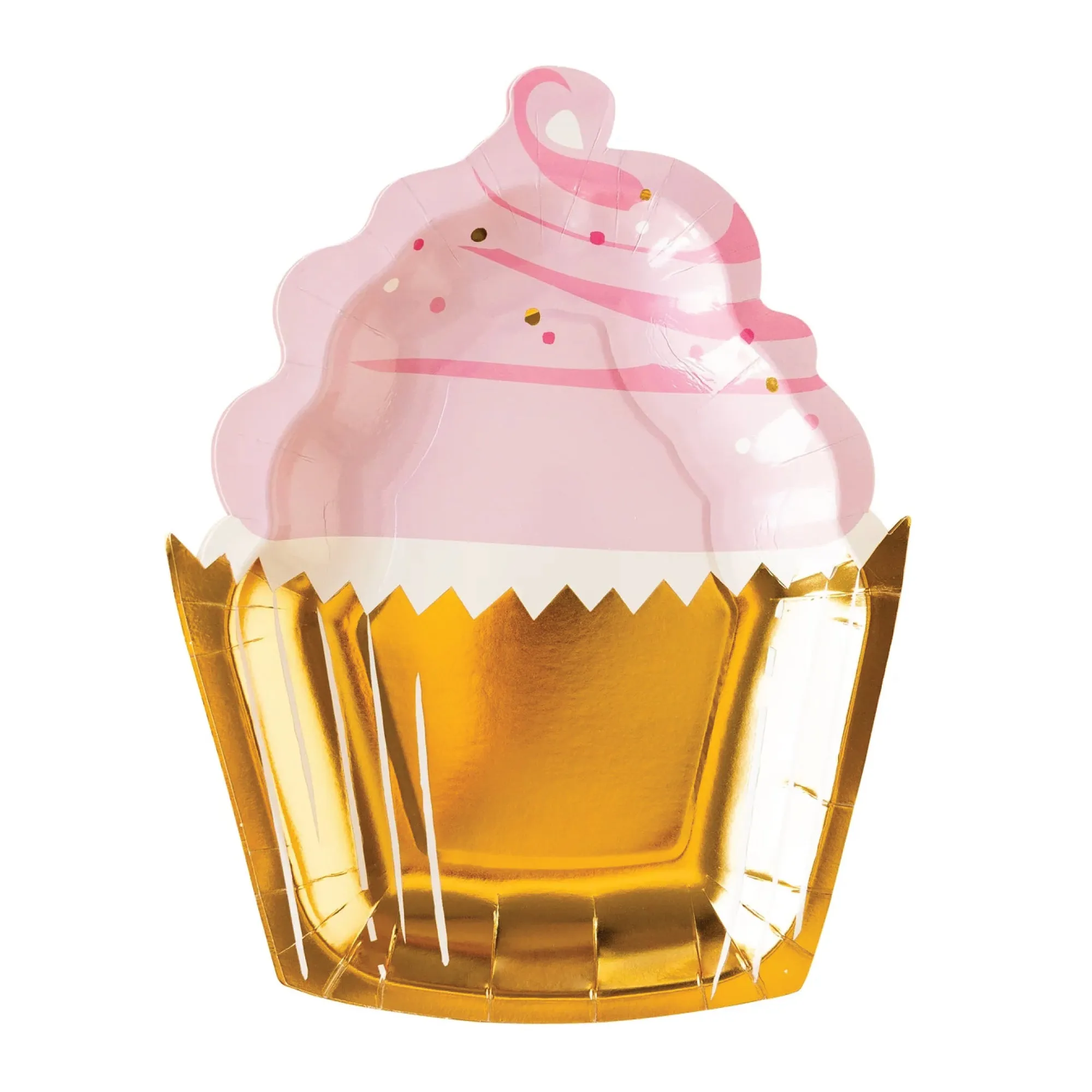 Pink & Gold Cupcake Dessert Plates 8ct