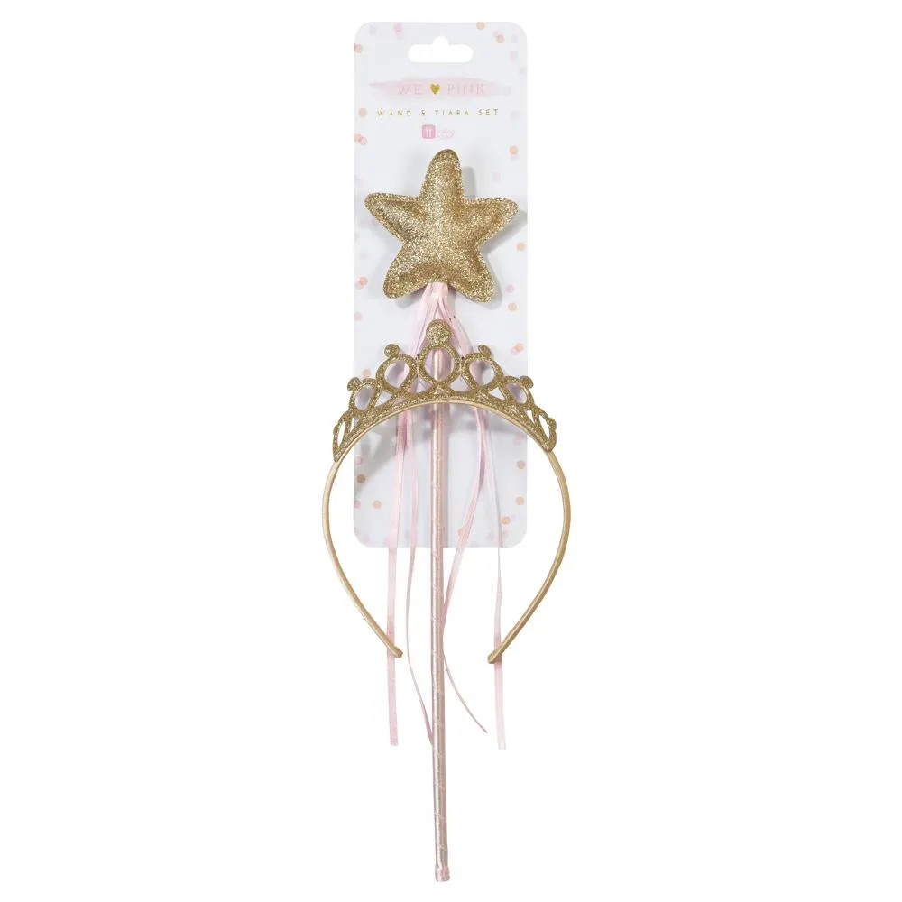Pink & Gold Princess Wand & Tiara Set
