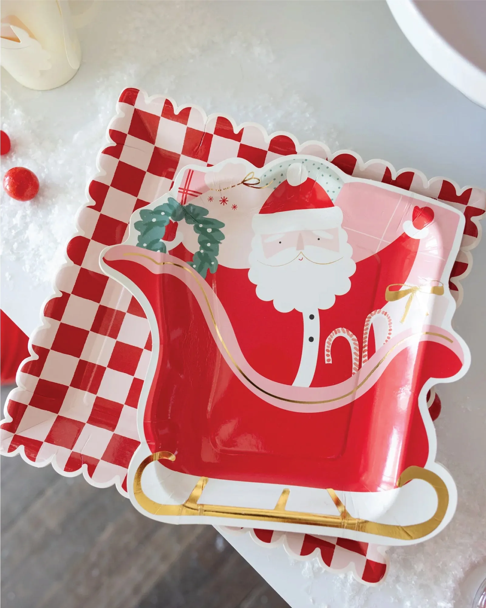 Pink & Red Checkered Square Dinner Plates 8ct