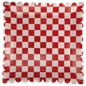 Pink & Red Checkered Square Dinner Plates 8ct